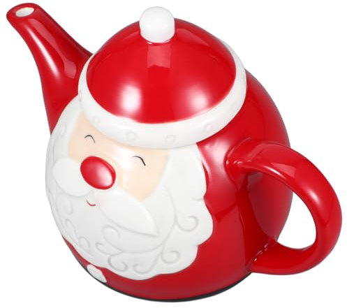 FONDOTIN Teiera in Ceramica Forma Babbo Natale Bollitore Da Tè Elegante e Resistente Utile Per Ufficio Casa e Viaggi Capacità Singola e Design Natalizio Chic