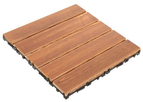 NUOBESTY Outdoor Interlocking Decking Tiles Wood Floor Patio Balcony Waterproof Carbonized Timber Garden Flooring Wood Wax Oil 5pcs