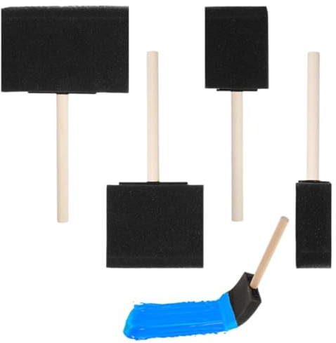 UYVPAER 4 Pezzi Pennelli In Schiuma Di Spugna Pennello In Spugna Con Manico In Legno Pennello In Schiuma Applicatore Di Vernice Spugna Per Pittura Timbro Per Progetti Artigianali Fai Da Te