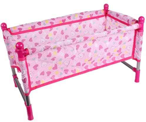 Baby Doll Crib Easy to Install Doll Crib Strong Plastic & Fabric Baby Bed Pretend Play Toys Accessories Gift for Girls 4 Years+ Stroller