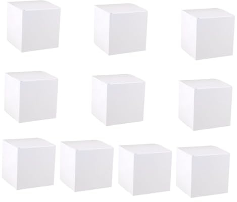 ROMISBABA 10stücke Faltbare Geschenkboxen aus Papier Weiße Quadratische Verpackungsboxen für Handwerk für Cupcakes Süßigkeiten und Geschenke Leicht und Einfach zu Falten Transportieren