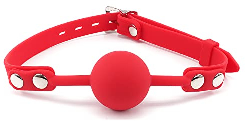 Gags de bola de silicona, restricciones de esclavitud juguetes sexuales Gags de boca abierta BDSM, Gag de esclavitud para el juego sexual (Red)