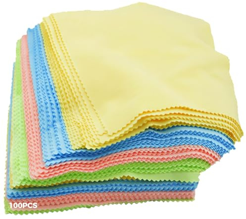 Microfiber 100 Pcs Cloth Eyeglass Cleaning, Squares Fabric Pre-Cut, Material Fiber, Color Options Vibrant, Cleaning Lens For Phones, Glasses, Cameras, Set Ideal For Patchwork And Sewing