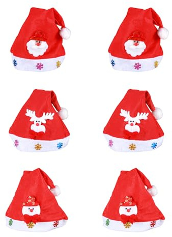 Liebesblume Weihnachtsmützen Erwachsene, Lustige Weihnachtsmann Mütze Aus Vlies, Cartoon Nikolausmütze Erwachsene, Christmas Hat Familien Weihnachts 6 Stück