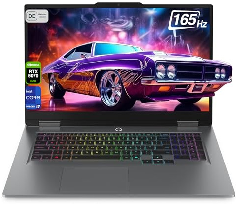 Lenovo LOQ Gaming AI Laptop, Intel Core i7-14700HX, 32 GB DDR5 RAM, 1 TB PCIe SSD, 17.3 Full HD Display, Nvidia GeForce RTX 5070, 24-Zone RGB Backlit QWERTZ Tastatur, Windows 11 Home, Luna Grey