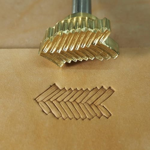 DandS ltd Herramienta de sello de cuero – Herringbone Baket Wave Herramienta de manualidades profesional para trabajos de cuero, tallado y estampado, cinturones, carteras y proyectos de bricolaje