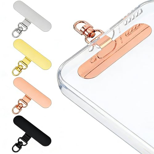 Dplolng 4 Packs Phone Tether Tab,Phone Lanyard Tab 360°Rotating Cellphone Lanyard Patch Metal Phones Tabs for Lanyards Compatible with Most Full-Coverage Protection Cases