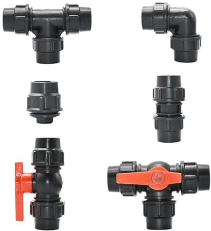 PKNVKZIDK 20/25/32/40/50mm PVC PE Tube Connector Tap Water Splitter Ball Valve Joint Garden Agriculture Water Pipe Fittings(Straight valve,32mm)