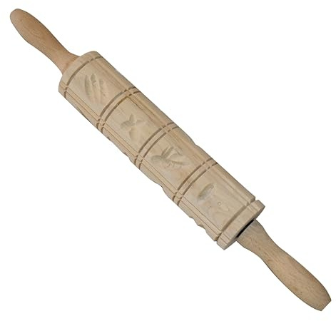 Norpro Springerle Wooden Rolling Pin, 10, Light Brown