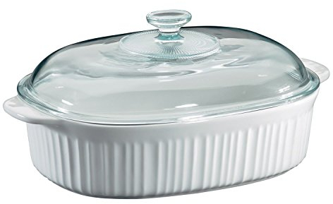 Corningware 4QT rostiera rettangolare con coperchio, bianco