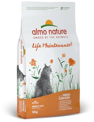 Almo Nature Life Maintenance - Trockenfutter für Ausgewachsene Katzen mit Frischem Blauem Fisch als Erstes Zutat - 12kg Beutel