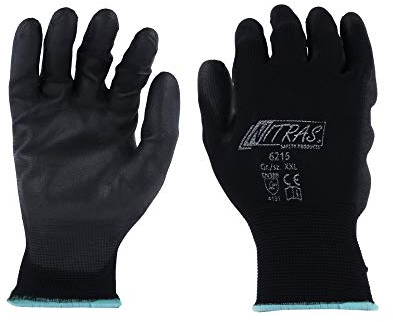 Nitras 12 Paar Montagehandschuh Nylon 6215 schwarz PU Handschuhe Gr.XXL (11)
