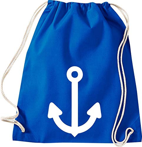 Shirtinstyle Turnbeutel Anker, Heimat, Urlaub, Segeln, Wassersport, Farbe royal