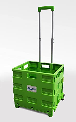 NEW HEAVY DUTY EXTRA LARGE GREEN FOLDING SUPERMARKET GROCERY SHOPPING BOOT CART CRATE BOX TROLLEY 35KG CAPACITY FOLDS FLAT GREEN
