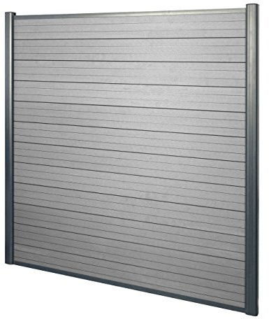 Mendler WPC-Sichtschutz Sarthe Basiselement 1,90m - grau | Windschutz Zaun, Alu-Pfosten