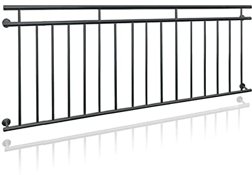 ECD Germany Balustrade Française 90x225 cm, 16 Barreaux de Remplissage, Anthracite Mat et Rugueux, Acier peint par Poudrage, Garde-Corps de Balcon, Grille de Sécurité Extérieure Fenêtre, Rambarde