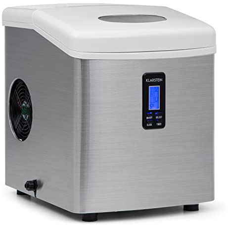 Klarstein Macchina Ghiaccio 3.3L, Professionale, Fabbricatore Ghiaccio Secco Alimentare 15kg, Cubetti di 2 Dimensioni, Display LED, Macchina da Casa per Cocktail