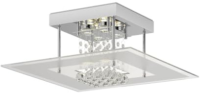 Lindby LED Deckenlampe Lisandra (spritzwassergeschützt (Modern) in Chrom aus Metall (4 flammig,) - Bad Deckenleuchte Lampe Badezimmerleuchte