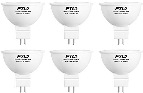 FTL MR16 LED Bulbs, 12V GU5.3 LED Light Bulbs Warm White 3000K, 5W 450lm 50W Halogen Equivalent, Non-Dimmable, 40 Degree Beam Angle Spotlight, 6 Pack