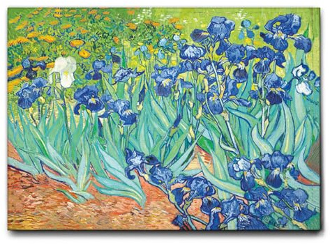 Giallobus - Gemälde - Vincent Van Gogh - Iris - Leinwand mit Standardrahmen - 100L x 70l cm - Bereit zum Aufhängen - Moderne Gemälde