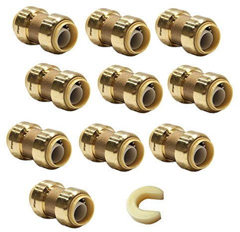 (Pack of 10) EFIELD 1/2 Inch Straight Coupling Push-Fit Fitting to Connect Pex, Copper, CPVC with a Disconnect Tool,(PF003-10PCS)