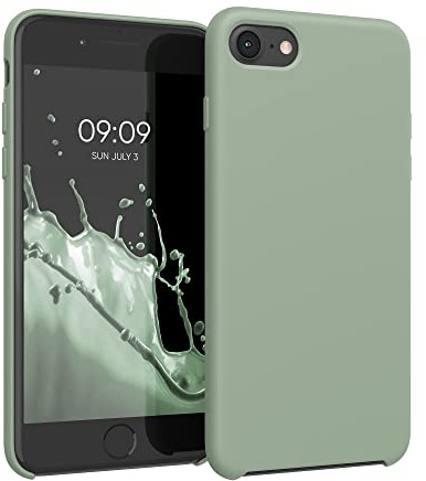 kwmobile Handyhülle für Apple iPhone SE (2022/2020) / iPhone 8/7 Hülle - Case Silikon - Kabelloses Laden - Schutzhülle Cover in Graugrün