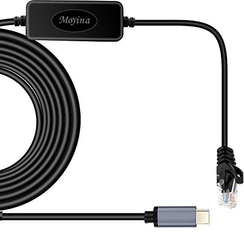Moyina Câble USB C vers RJ45 Gigabit Ethernet pour MacBook Thunderbolt 3/Type-C, Windows, Chromebook, Surface Pro, Linux, Android directement connecté au commutateur, routeur, modem