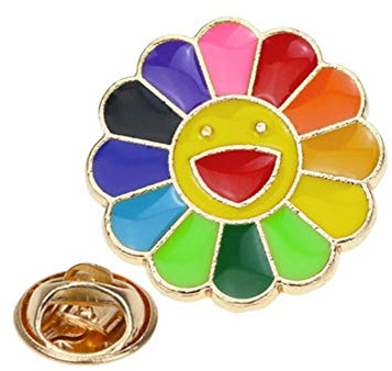 Takashi Murakami Happy Flower Plüsch Strap Badge Geldbörsen Schlüsselbund Regenbogen Tasche Blumen Brosche Mode Regenbogen Blume Emaille Pins Lächelnde Sonnenblumen Broschen Für Männer Frauen