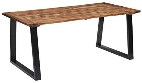Industriell stil matbord trädgårdsbord trä träd bord trädgård massivt trä akacia 180 x 90 cm