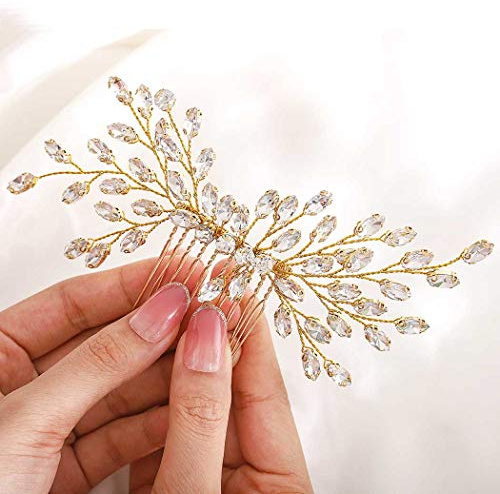 IYOU Brautschmuck Hochzeit Haarkamm Silber Strass Seitenkamm Kristall Kopfschmuck Braut Haarschmuck für Frauen und Mädchen