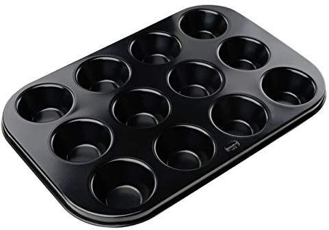 Dr. Oetker - Molde para magdalenas/cupcakes dulces o salados Tradition, aluminio alto espesor recubierto antiadherente (Color: negro), Cantidad: 1 unidad.