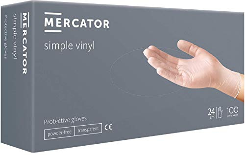 Gants vinyle MERCATOR SIMPLE VINYL, taille : XL - 1000 pieces, Gants jetables non poudrés, gants de protection transparents, pour le bricolage, sans latex