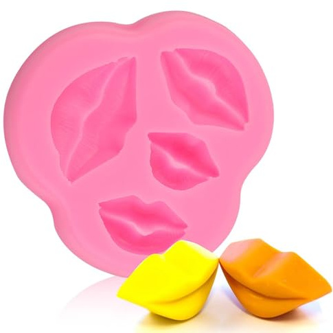 Lips Fondant Cake Mold, Silicone Chocolate Moulds Candy Molds for Baking Decoration(Pink)