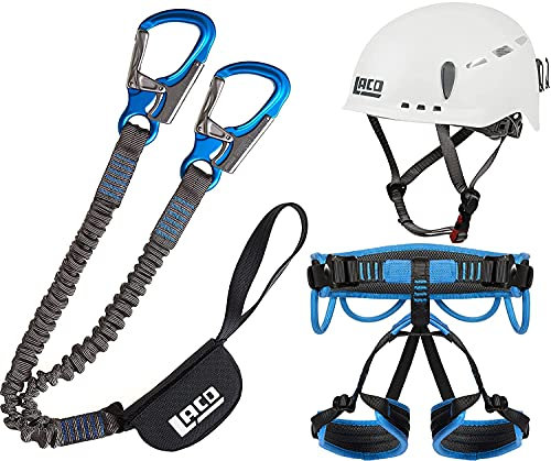 LACD Klettersteigset Pro Blue + Klettergurt Start Größe L + Helm Protector 2.0 White