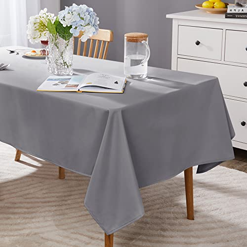 Deconovo Outdoor Tischdecke Abwaschbar Gartentischdecke Wasserabweisend Wasserdicht Garten Tischtücher Tischdecke Gartentisch Wetterfest für Esszimmer Küche Wohnzimmer, 240x140 cm, Grau, 1 Stück