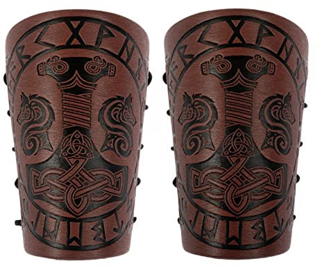 YAODAMAI Nordischer Wikinger-Stil Thors Hammer geprägter Handgelenkschutz mittelalterlicher Renaissance COSPLAY-Accessoires für Männer und Frauen