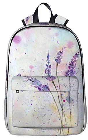 NYHGOXM Rucksack mit Schmetterlingsmotiv auf violettem Blumendruck, wasserabweisend, Laptop-Rucksack, Schulanfang und Uni, Schwarz , One size