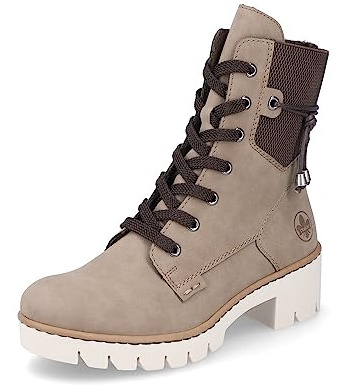 Rieker Damen Schnürstiefeletten X5720, Frauen Stiefeletten,Kurzstiefel,uebergangsschuhe,uebergangsstiefel,Chukka Boots,beige (64),41 EU / 7.5 UK