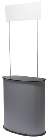 CASHDISPLAY - Mostrador de Recepción Publicitario con Cabecera 900x935x1315 mm | Mostrador Promocional Portátil con Estante Interior y Bolsa de Transporte | Stand Publicitario para Ferias y Eventos