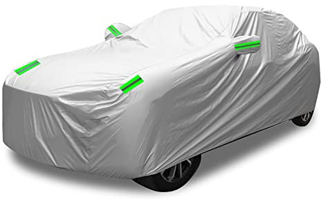 Ikaif Universal Car Cover 190T Full Waterproof Breathable Scratch Rain Snow Heat Resistant with Mirror Pocket & Reflective Strips (for SUV 189 to 203 inch)