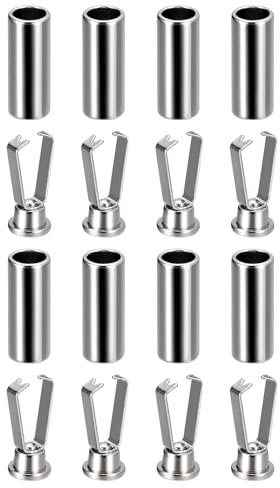 QUARKZMAN Skospetsar, 8 stycken - Legering snörspetsar, alternativa cylindriska spetsar för skosnören (vitt silver), Vitt silver, 6 x 15.4mm