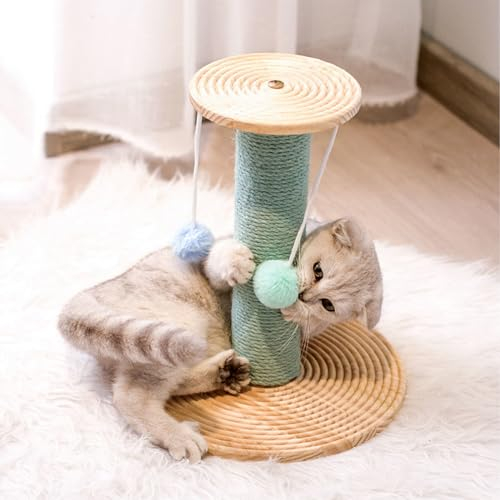 YPDOPORA Katzenkratzspielzeugpfosten | Natürliches Sisalseil | Kratzbäume Aus Sisal, Kratzbaum Für Katzen, Katzenturm Mit Flauschigem Ball, Mehrstufiges Kratzspielzeug Für Katzen,B
