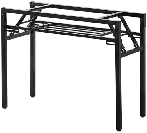 tow000ack Tischkufen Tischbeine Metall Möbelfüße Tischgestell Faltbar Tischfüße für Esstisch Couchtisch Schreibtisch,Vierkantprofil,Verstellbare Schutzbasis,mit Schrauben (76cm x 38cm x 73cm,Schwarz)