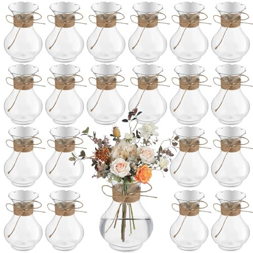 Bokon 5.7 Plastic Small Vases for Centerpieces, Plastic Bud Vase Bulk, Hyacinth Avocado Growing Vases, Tiny Flower Bulb Plant Propagation Containers for Wedding Living Room Table Decorations(20 Pcs)