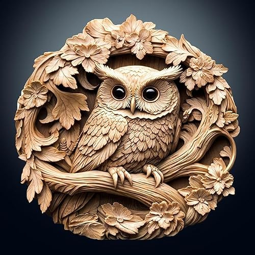 Wooden Puzzles for Adults, Visual 3D Owl Wooden Jigsaw Puzzles for Adults, Unique Animal Shape Puzzles with Wood Box, 34x34cm Wooden Puzzle for Family Game and Birthday Gifts