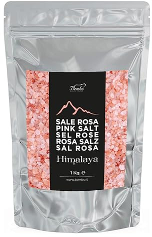 Bembo – Sale Rosa dell’Himalaya Cristalli - 1000 g - Povero Di Sodio, Ricco Di Oligoelementi, Senza Conservanti, Coloranti Anti Impaccanti - Grosso