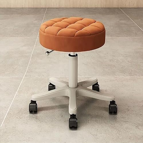XSMYdpuk Rollbarer Drehhocker mit Rädern und Rückenlehne, drehbarer Bürostuhl, höhenverstellbarer Zeichenstuhl, für Büro, Küche, Arzt, Zahnarzt, Werkstatt, Labor und Zuhause (Farbe: H)