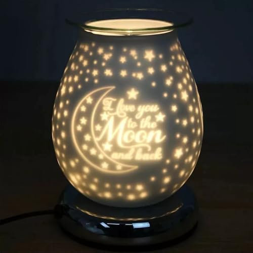 Aroma Electric Wax Melt Burner Love You To The Moon And Back 3D Touch Lamp with 3 Heat & Brightness Settings – Elegant Home Decor & Fragrance Warmer (19cm)