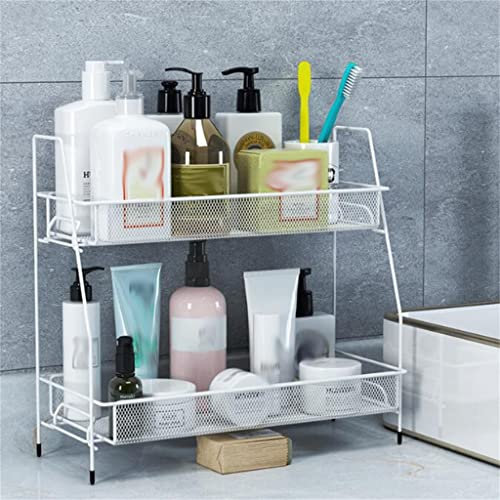 DYHWAC Cosmetic Shelf Bathroom Shelf Bathroom Countertop Toilet Washstand Long Storage Double-layer Storage Rack(Argento)