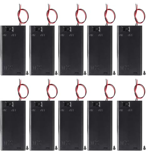 hrsyyl 10pcs AA Battery Holder 2AA Battery Box with Back Cover 2X 1.5V AA Battery Case with ON Off Switch